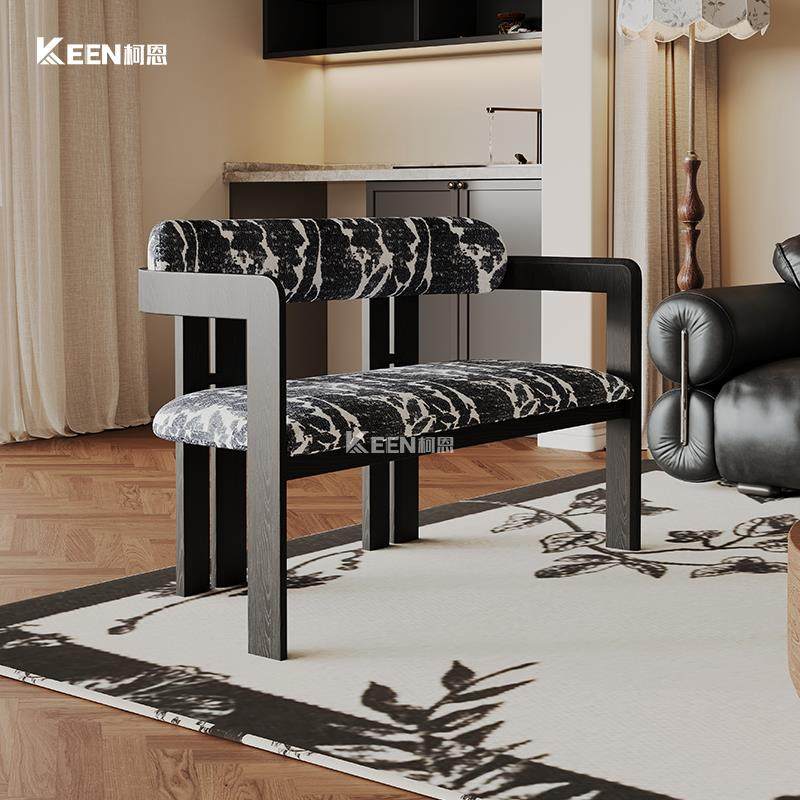 白蜡木实木长条凳中古风家用长凳靠背餐桌长板凳设计师款双人长凳