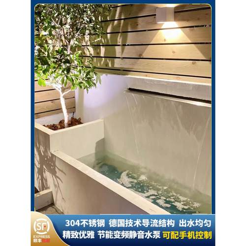 欧洲景观不锈钢瀑布出口庭院水景瀑布景观流墙水幕堆叠瀑布