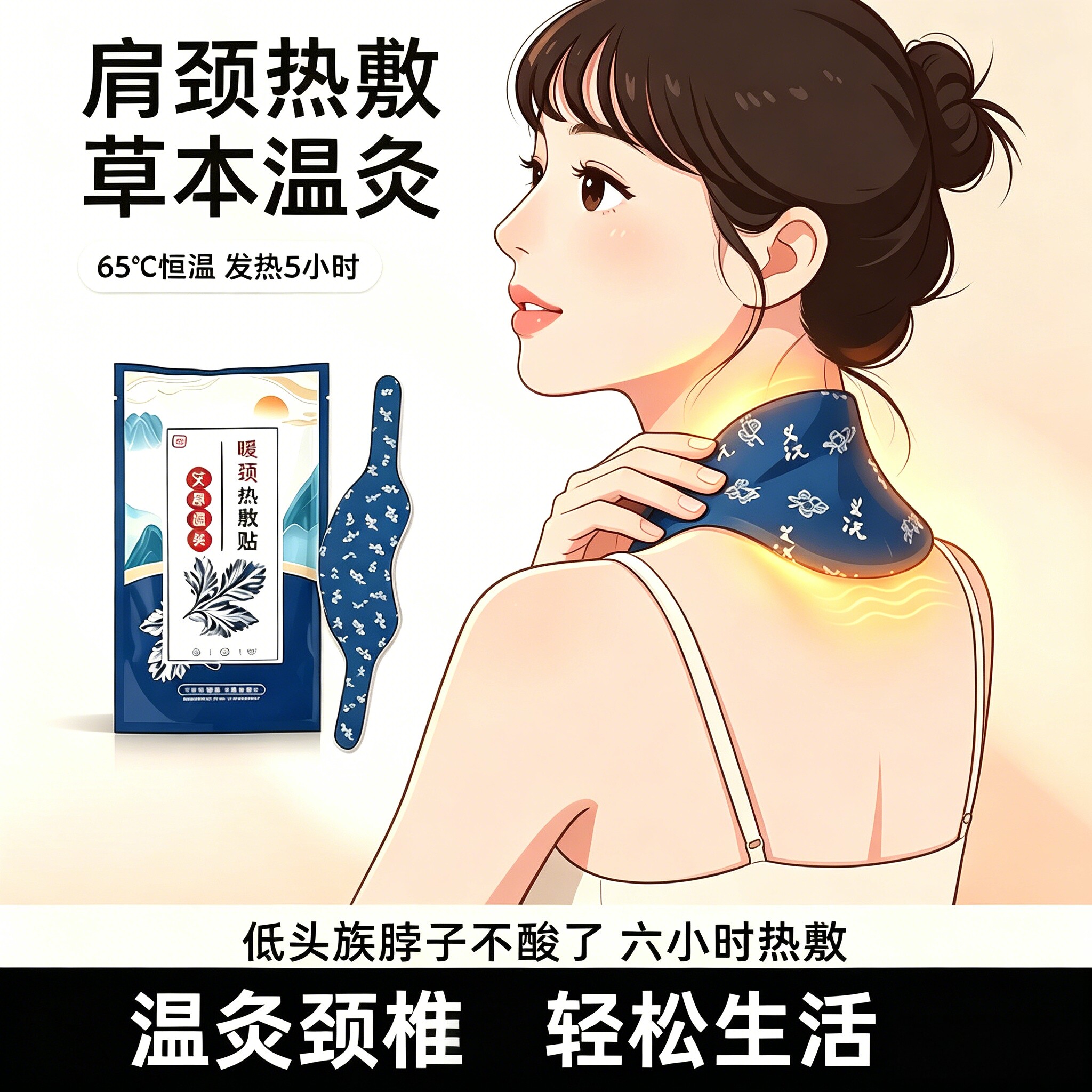 艾草蒸汽暖颈贴颈椎热敷贴护肩护颈自发热颈椎围脖暖宝宝贴肩颈部