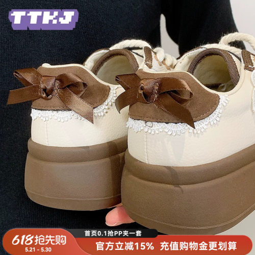 TTKJ厚底鞋子女鞋巨好看不累脚的鞋子百搭芭蕾风蝴蝶结丑萌大头鞋