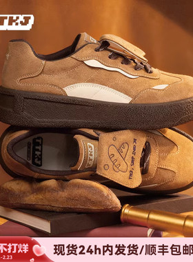 TTKJ德训鞋女鞋2026新款复古反绒翻盖阿甘鞋百搭厚底休闲运动鞋子