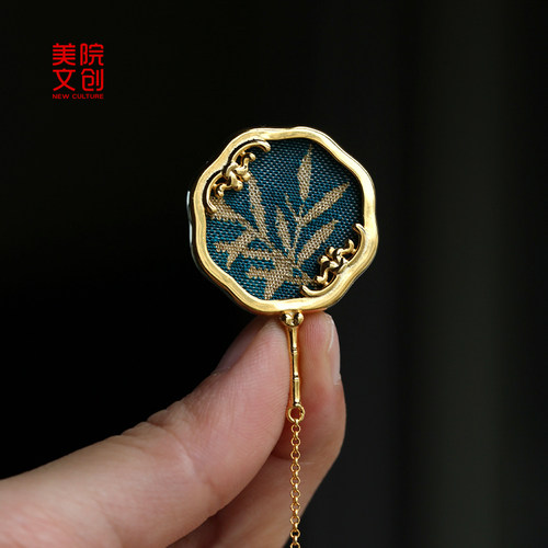 美院文创 非遗手作缂丝团扇胸针精致高档中国风胸花手工生日礼物