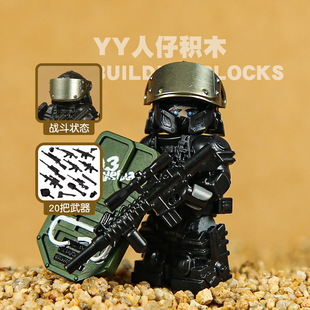 三角洲行动深蓝教官GTI干员盾构军事系列第三方拼装积木人仔玩具