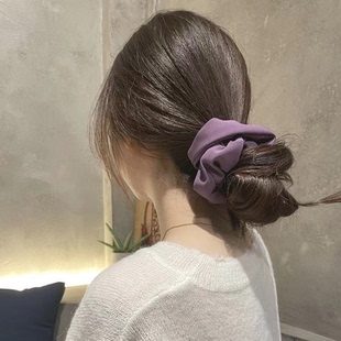 高级定制纹理素面紫色白色发圈法式气质复古百搭大肠圈