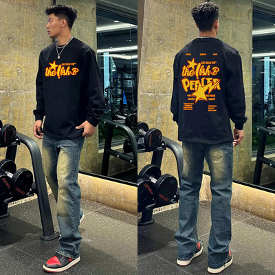 2025秋季新款重磅长袖T恤男潮牌