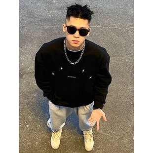 上衣 街头嘻哈oversize打底衫 ins潮牌270g重磅纯棉长袖 t恤男女秋季