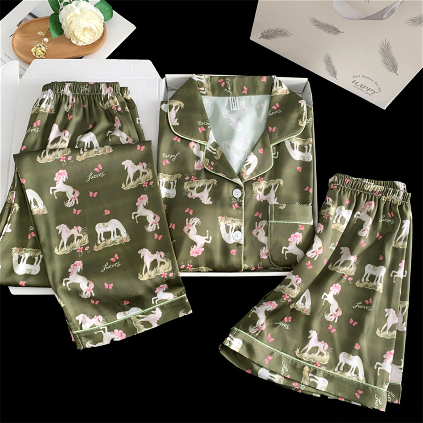 夏季新款高级噶女冰雪丝轻奢休闲纯欲风甜美睡衣女外穿家居服套装
