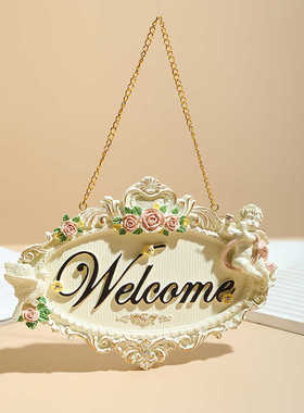 韩式田园家居饰品摆件创意房门装饰欢迎牌welcome门牌挂牌壁挂
