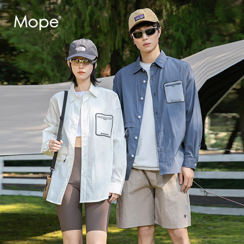 MOPE夏季防晒衬衫男女款户外轻薄运动休闲潮流百搭衬衣外套