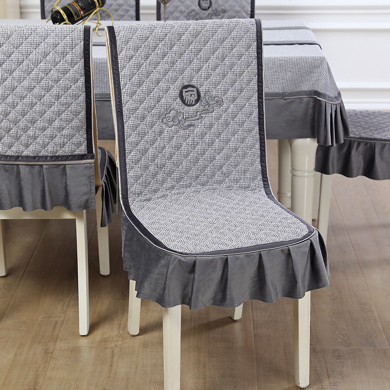 新款新中式家用连体椅子套罩通用餐桌布桌旗布艺椅套椅垫一体加厚