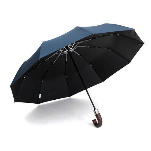 复古十骨弯钩黑胶零透光晴雨两用抗风雨伞男女自动防晒遮阳太阳伞