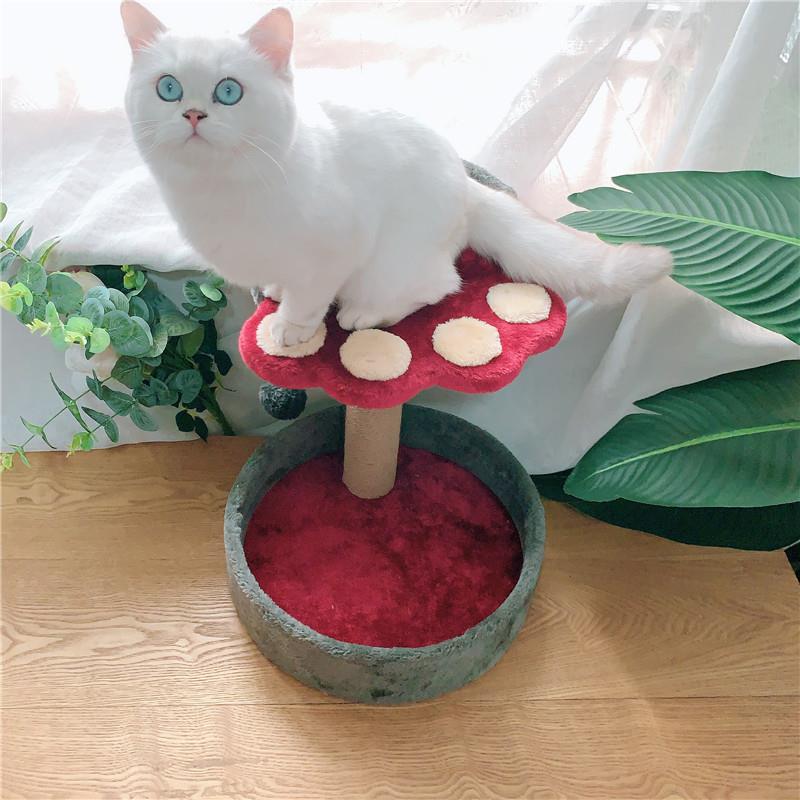 猫窝一体猫树创意可爱猫爪花朵猫爬架J乐园猫抓板酒红小型猫窝猫
