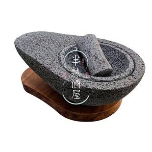 蒜泥研磨器棒 天然大理石捣蒜器捣药罐压蒜器石臼子家用手动老S式