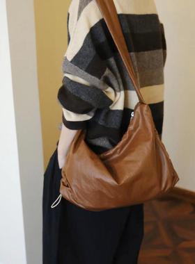 SecondMoon小众设计褶皱可调节托特百搭韩系单肩斜挎包