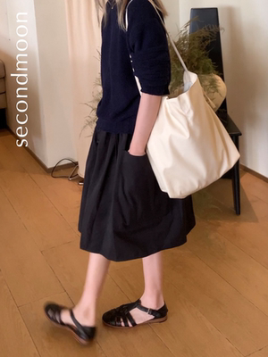 SecondMoon日本进口防水牛津2024新款抽绳设计白色大容量单肩包女