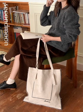 SecondMoon法国棉麻小众设计帆布包随性刺绣设计