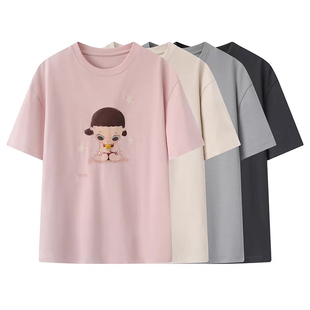 DN高端定制2025夏季新款时尚百搭宽松设计感卡通印花圆领短袖T恤
