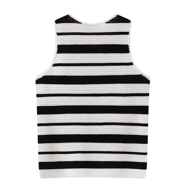 時尚百搭條紋針織背心女