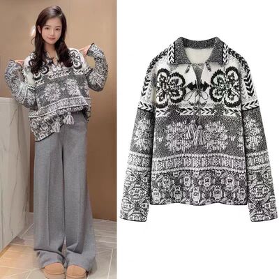 费尔岛毛衣女复古慵懒风