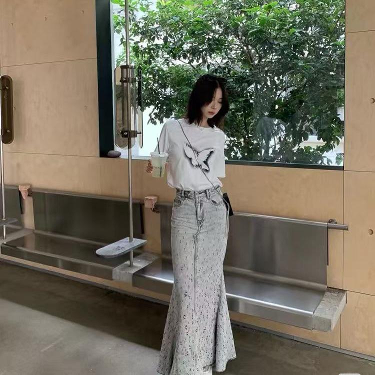 DN高端定制2025春新款时尚休闲百搭平鸽印花宽松圆领短袖T恤女