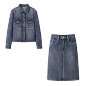 DN高端定制2025春季 半身裙女 百搭休闲宽松设计感牛仔衬衫 新款 时尚