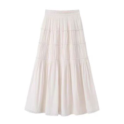 百搭宽松显瘦松紧腰褶皱半身裙女