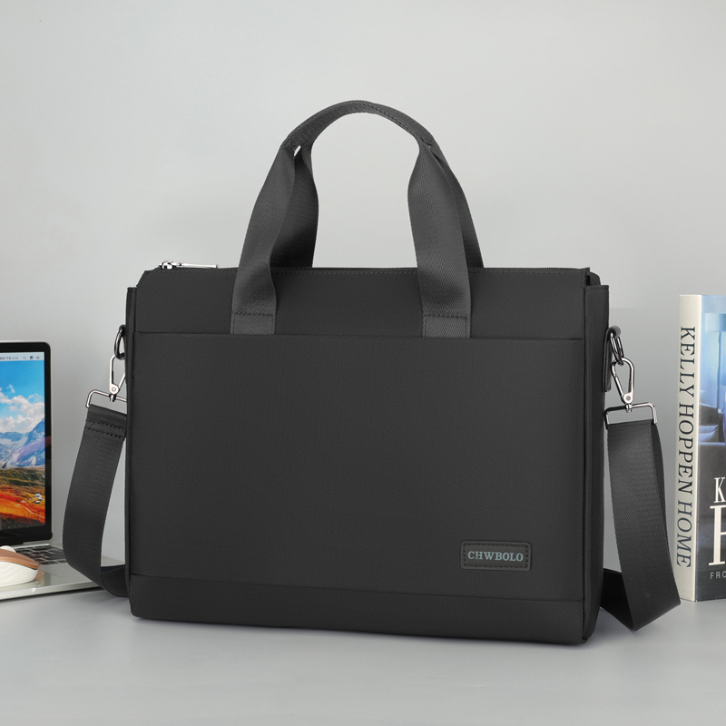 男士手提包商务出差公文包简约牛津布休闲大容量电脑包会议资料袋