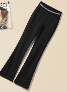 黑色微喇叭裤女2025春夏季新款时尚休闲 裤小个子裤子女士直筒西