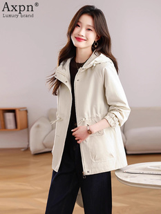 连帽短款风衣外套女2025秋冬新款时尚宽松小个子气质休闲夹克上衣