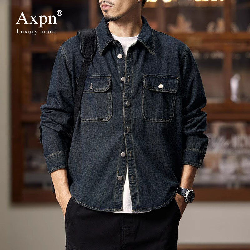 牛仔衬衫男士2025春季新款宽松长袖休闲衬衣纯色百搭复古简约外套,男装,牛仔衬衫,淘宝优惠券,粉丝福利购,淘宝优惠卷