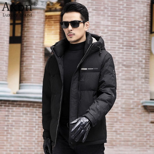 加厚连帽新款 保暖冬装 外套潮男 休闲时尚 高端鹅绒羽绒服男秋冬新款