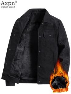 灯芯绒男士外套2025秋冬季加绒加厚翻领工装上衣保暖休闲夹克男款