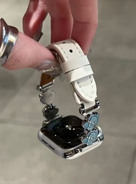 适用于红米6手表带高级感时尚山茶花拼针纹皮红米watch5/4女表带