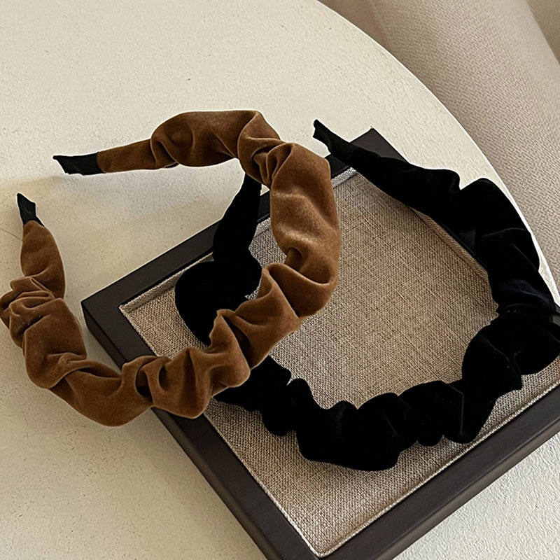 秋冬美拉德丝绒复古发箍女2025新款高颅顶褶皱头箍发卡百搭头饰品