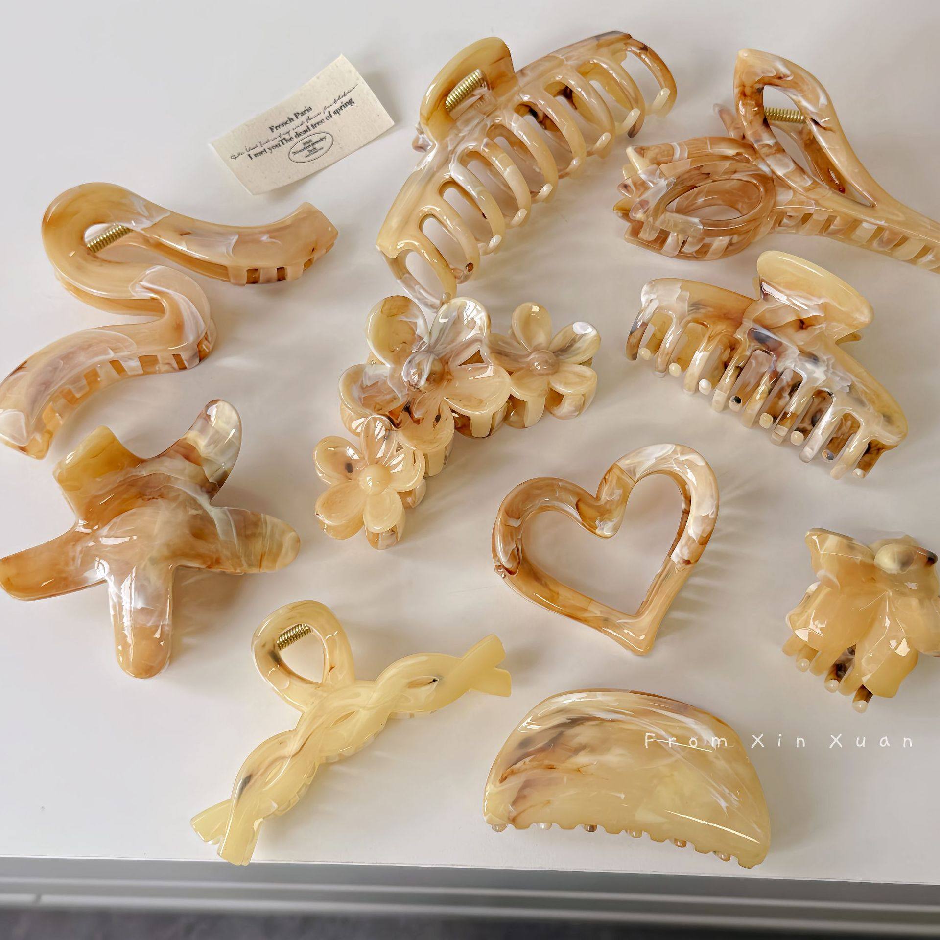 韩版黄咖色大理石纹理个性百搭抓夹设计感海星鸡蛋花时尚发饰新款,饰品/流行首饰/时尚饰品新,发饰,淘宝优惠券,粉丝福利购,淘宝优惠卷