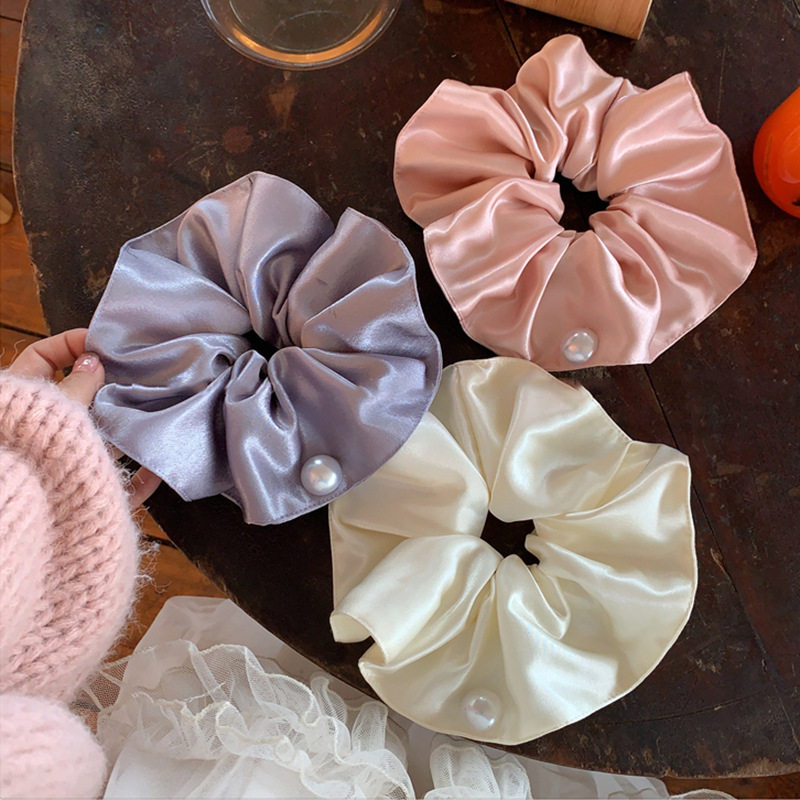 法式珍珠亮面大肠发圈缎面超大号粉色2026春季新款丸子头发绳头绳,饰品/流行首饰/时尚饰品新,发饰,淘宝优惠券,粉丝福利购,淘宝优惠卷