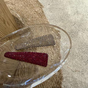 韩国简约精致气质灰钻闪闪酒红三角形发夹边夹bb夹侧边发卡新款