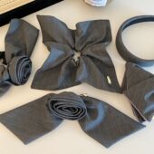 灰色条纹西装 睿知miu系千金感 面料系列发饰大肠发圈抓夹发夹女