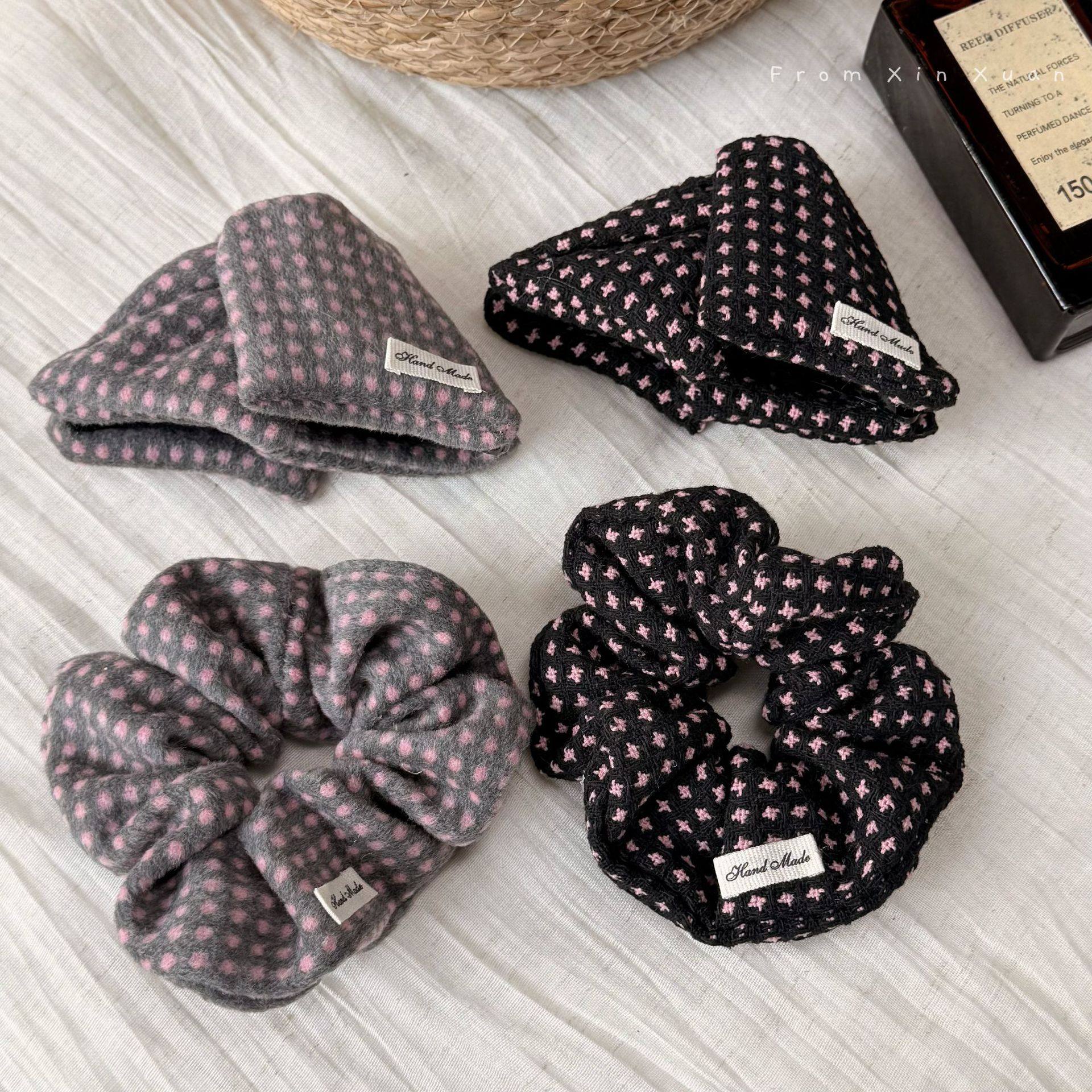 韩系灰粉撞色波点大肠发圈女高级感甜美低马尾头绳百搭发饰新款,饰品/流行首饰/时尚饰品新,发饰,淘宝优惠券,粉丝福利购,淘宝优惠卷