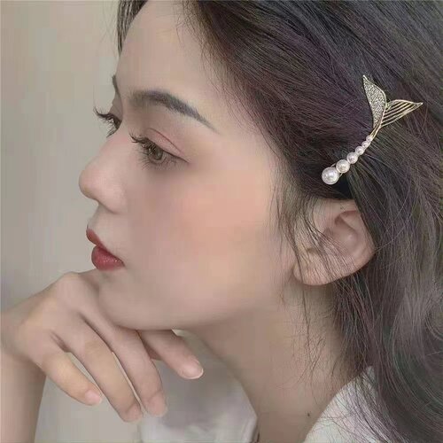 珍珠美人鱼发夹边夹蝴蝶发夹