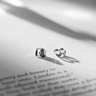 S925银耳堵蝴蝶扣防掉硅胶透明后塞堵头养耳洞耳钉塞子配件耳帽