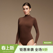 T恤上衣 打底衫 魅外欧美风紧身弹力高领长袖 连体衣女百搭纯色修身