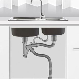 厨房水槽不锈钢下水器套装 新款 双槽下水管洗菜盆单槽排水管漏斗提
