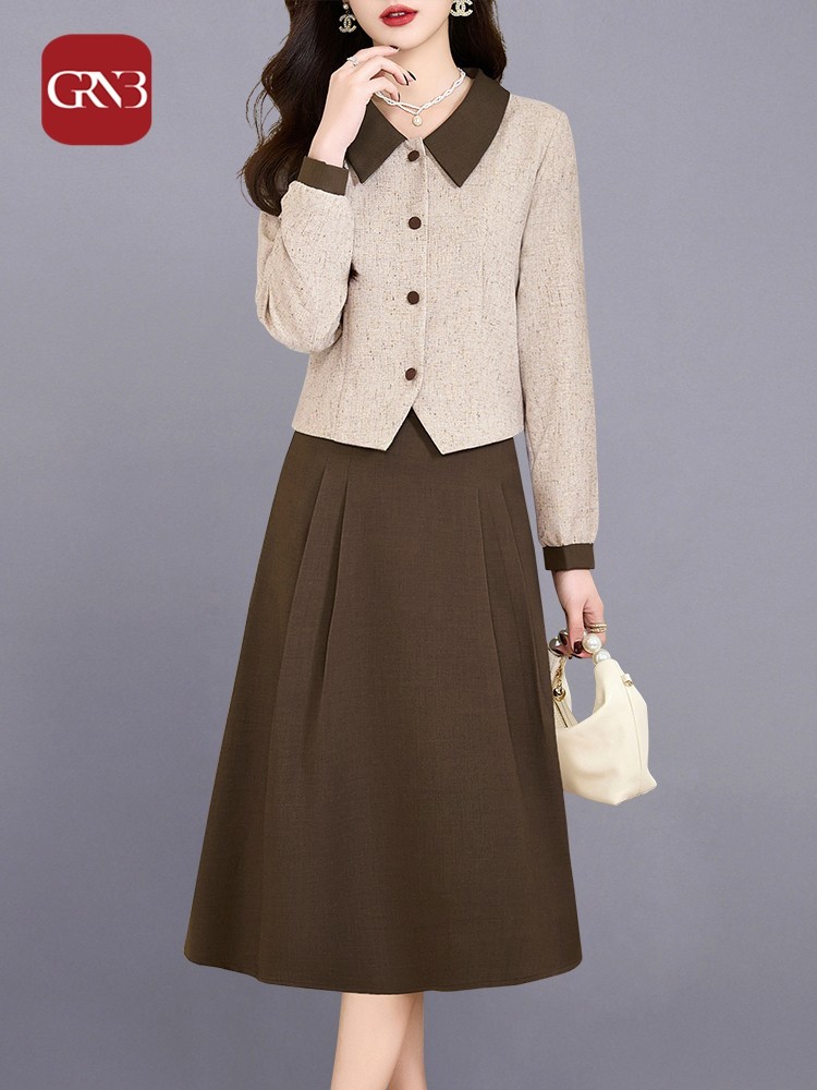 GRNB小香风套装连衣裙女装2025春秋新款小个子时尚气质名媛两件套