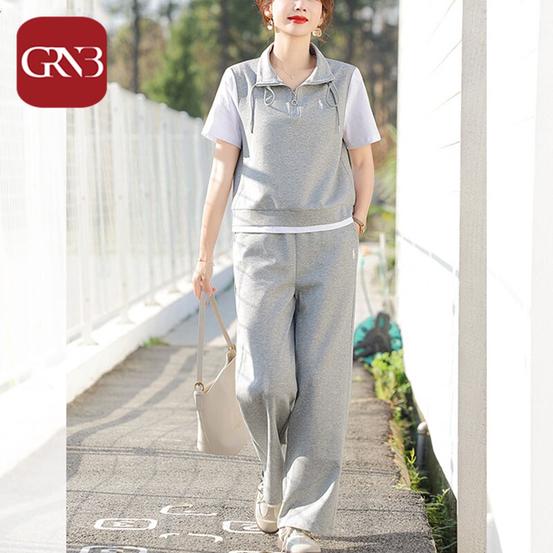 GRNB年轻妈妈夏装运动套装洋气短袖女夏2026新款时尚休闲两件套