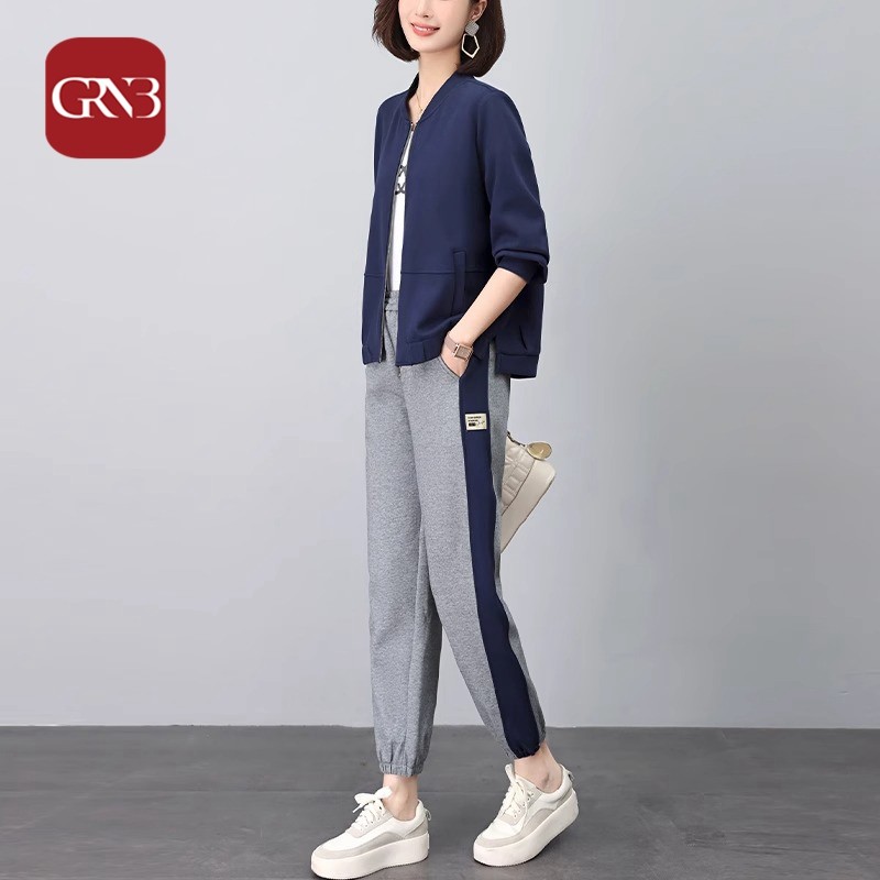 GRNB时尚休闲两件套女春秋季整套穿搭小个子显高微胖显瘦妈妈装