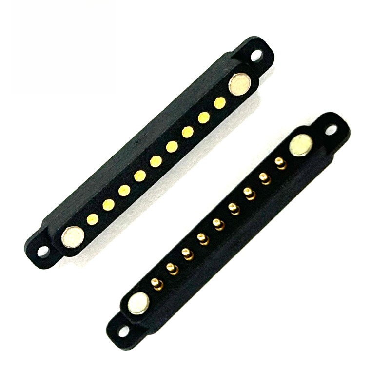 9pin磁吸连接器公母头 带定位孔间距2.5mm磁铁吸附充电公母座