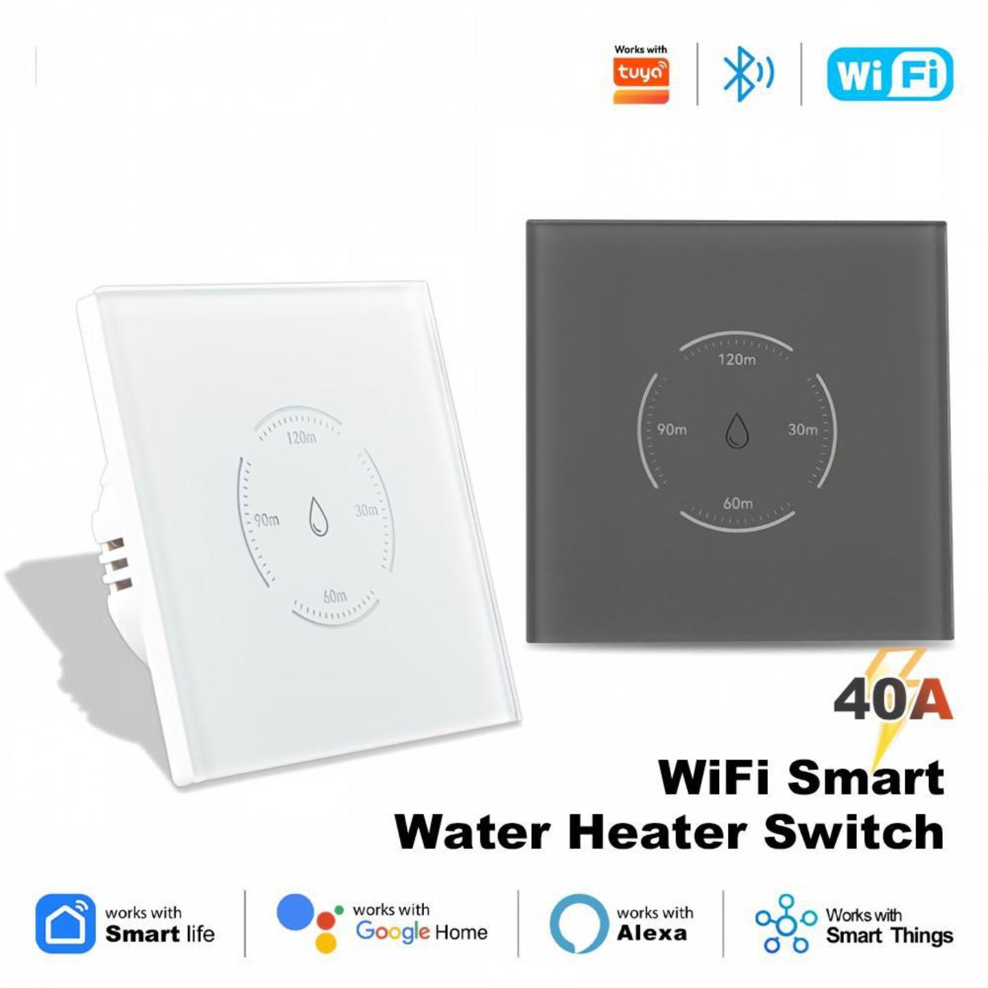 欧规WiFi智能热水器开关 40A磁保持双切定时触摸开关