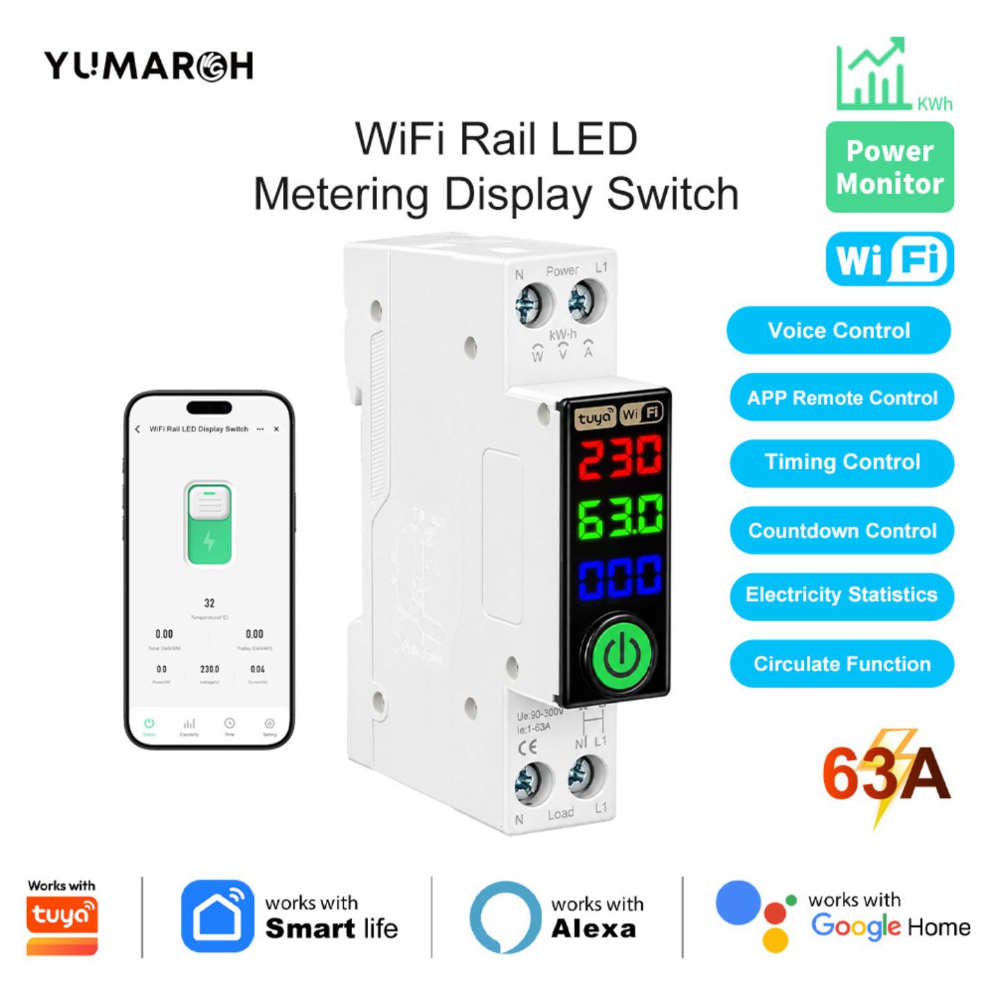 涂鸦智能LED断路器WiFi计量开关过欠压保护电表APP手机远程控制定