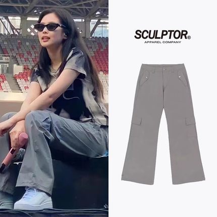 JENNIE金智妮/名井南SCULPTOR美式速干宽松工装裤束脚长裤女裤子